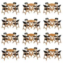 Conjunto 12 Mesas Dobráveis Elegance 4 Lugares Tampo MDF 70x70 com Cadeiras Natural Assento Conjunto 12 Mesas Dobráveis Elegance 4 Lugares Tampo MDF 70x70 com Cadeiras Natural Assento