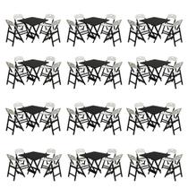 Conjunto 12 Mesas Dobráveis Elegance 70x70 8 Ripas 4 Cadeiras Base Preto Polipropileno Sala - Branco Conjunto 12 Mesas Dobráveis Elegance 70x70 8 Ripas 4 Cadeiras Base Preto Polipropileno Sala - Branco