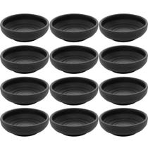 Conjunto 12 Molheiras Porta Shoyu 40ml Redondas Ramekins Melamina Pretos Tóquio Lyor