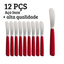 Conjunto 12 pçs Espatula para Manteiga em Inox Vermelha