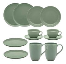 Conjunto 12 Pçs Pratos Xicaras E Canecas Matcha Oxford
