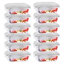 Conjunto 12 Potes de Vidro c/ Tampa Hermética 640ML