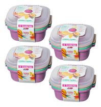 Conjunto 12 Potes Plásticos Quadrado 1,3l Vac Freezer Sanremo