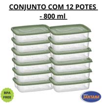 Conjunto 12 Potes Retangular Graduado Para Marmitas 800 ml Conjunto 12 Potes Retangular Graduado Para Marmitas 800 ml