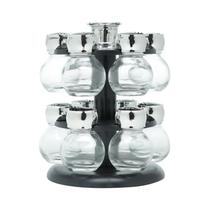 Conjunto 12 Potes Wolff Vidro e Base Giratória Preta Conjunto 12 Potes Wolff Vidro e Base Giratória Preta