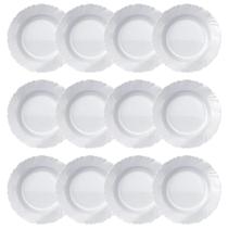 Conjunto 12 Prato Fundo Pétala Jogo de Pratos Fundo Duralex de Vidro Opalino Temperado Kit Tigela de Vidro Branco Para Sopas e Molhos Nadir Figueiredo