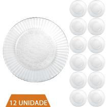 Conjunto 12 Prato Transparente Redondos Raso 23cm Primavera