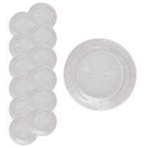 Conjunto 12 Pratos Acqua Sobremesa 18,5cm Vidro Nadir