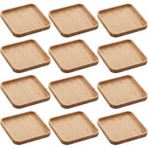 Conjunto 12 Pratos de Bambu Squaze Lyor 17x17cm Bandejas para Servir Bares Casa de Eventos