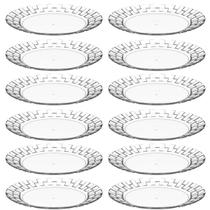 Conjunto 12 Pratos Grandes Plástico Resistente 26cm Transparentes Crippa