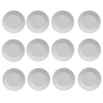 Conjunto 12 Pratos Rasos de Porcelana Branca 26,5cm Diamante