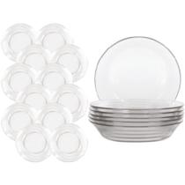 Conjunto 12 Pratos Temperado Liso Sopa 19,6cm Duralex Fundo