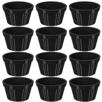 Conjunto 12 Ramekins Pretos Canelados 90ml Potes Bowls Pequenos Uno Coza em Polipropileno