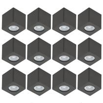 Conjunto 12 Spots de Sobrepor Zoom Luminária de Teto Preto Bivolt Dital Sala Cozinha Escritório
