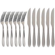 Conjunto 12 Talheres Aço Inox 6 Garfos 6 Facas De Mesa Faqueiro Jantar Almoço Restaurante Hotel Cozinha Mec G