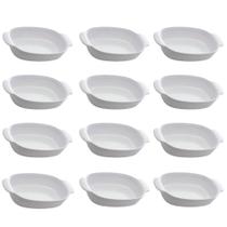 Conjunto 12 Travessas Melamina Branca com Alça Oval 31,5x18c