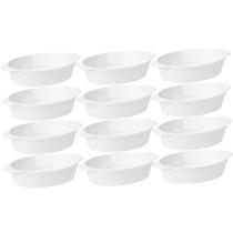 Conjunto 12 Travessas Servir 550ml Branca Saladeira Plástico Coza Uno Cozinha Restaurante Buffet