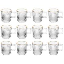 Conjunto 12 Xícaras Café 90ml Vidro com Fio de Ouro Lyor Deli Diamond Curto Expresso Cafeteria Conjunto 12 Xícaras Café 90ml Vidro com Fio de Ouro Lyor Deli Diamond Curto Expresso Cafeteria