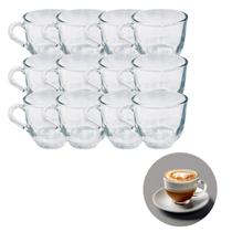 Conjunto 12 Xicaras Chique 150ML Para Cha Cafe Vidro Resistente