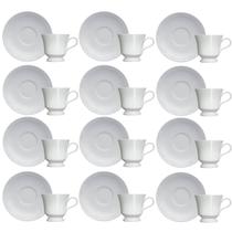 Conjunto 12 Xícaras de Café com Pires 80ml Relevo Cottage Porcelana Branco Chávena Germer