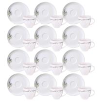Conjunto 12 Xícaras de Porcelana com Pires 100ml Tramontina Lilla Café Mesa Posta