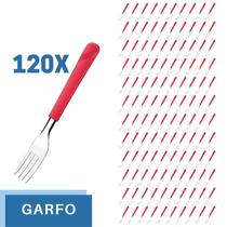 Conjunto 120 Garfos Aço Inox Cabo Plástico Vermelho Luna