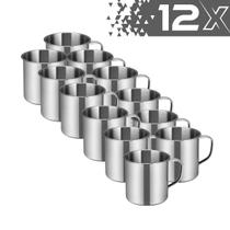 Conjunto 12x Caneca Inquebrável Charme Polido Prata 300ml Conjunto 12x Caneca Inquebrável Charme Polido Prata 300ml