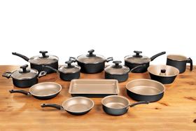 Conjunto 13 Peças Panela Moderno Preto Bege Sofisticado a pronta entrega envio imediato Novo Antiaderente Teflon