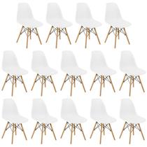 Conjunto 14 Cadeiras Charles Eames Eiffel Wood Base Madeira - Branca Conjunto 14 Cadeiras Charles Eames Eiffel Wood Base Madeira - Branca