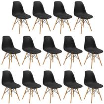 Conjunto 14 Cadeiras Charles Eames Eiffel Wood Base Madeira - Preta Conjunto 14 Cadeiras Charles Eames Eiffel Wood Base Madeira - Preta