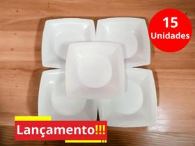 Conjunto 15 pratos cozinha branco de plástico excelente para refeições - celoplast