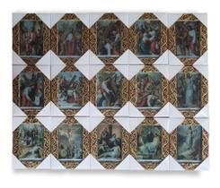 Conjunto 15 Quadros Via Sacra Jesus Páscoa 45cm X 35cm