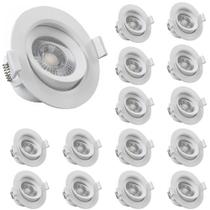 Conjunto 15 Spot Led Redondo Embutir 3W Branco Frio 6500k Bivolt - Luz Fria e Econômica com Alta Durabilidade