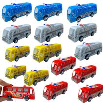 Conjunto 16 Mini Ônibus Brinquedo Policial Fricção Infantil