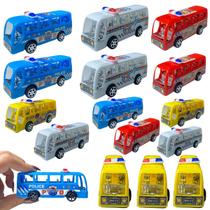 Conjunto 16 Mini Ônibus Policial Brinquedo Fricção Infantil