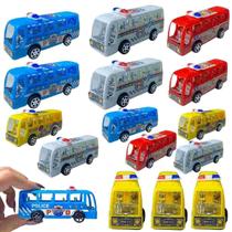 Conjunto 16 Mini Ônibus Policial Infantil Fricção Brinquedo