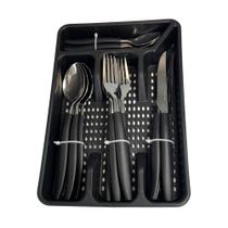 Conjunto 17 Peças Faqueiro com Porta Talher - Preta Conjunto 17 Peças Faqueiro com Porta Talher - Preta
