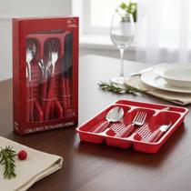 Conjunto 17 Peças Faqueiro com Porta Talher - Vermelha
