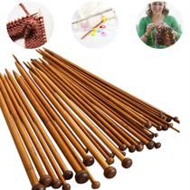 Conjunto 18 Agulhas de Bambu Para Tricô 2,0 mm a 10,0 mm - Levolpe