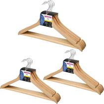 Conjunto 18 Cabides Gancho 360º Roupa Organização Armário Closets Quarto Resistente Madeira Metal