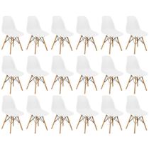 Conjunto 18 Cadeiras Charles Eames Eiffel Wood Base Madeira - Branca