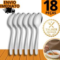 Conjunto 18 Colher Talheres Inox Premium De Sopa Caldo Cozinha Restaurante Lanchonete Buffet
