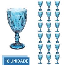 Conjunto 18 Copos Azul Taças Diamante 300ml Conjunto 18 Copos Azul Taças Diamante 300ml