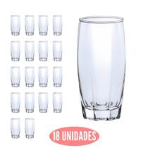 Conjunto 18 Copos Luxo Florida Vidro Transparente 370 ml