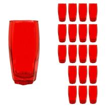 Conjunto 18 Copos Mesa Florence Vidro Vermelho 370 ml