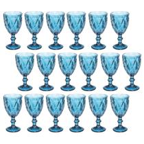Conjunto 18 Copos Taça Azul Diamante 300ml Para Agua Vinho - Ecos