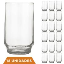 Conjunto 18 Copos Vidro Transparente 300ml Lights Suco Nadir