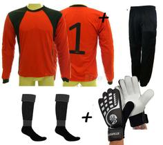 Conjunto 1Camisa 1Calca 1Meia 1Luva Goleiro verm Popular - Lince