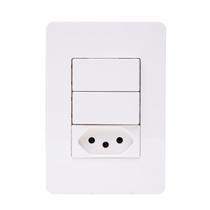 Conjunto 1x Tomada 10A + 2x Interruptor Simples N1536.I2 BL Branco Unno, ABB