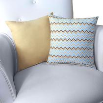 Conjunto 2 Almofadas Decorativas Enxoval Bebê - Chevron Azul Colorido Caqui